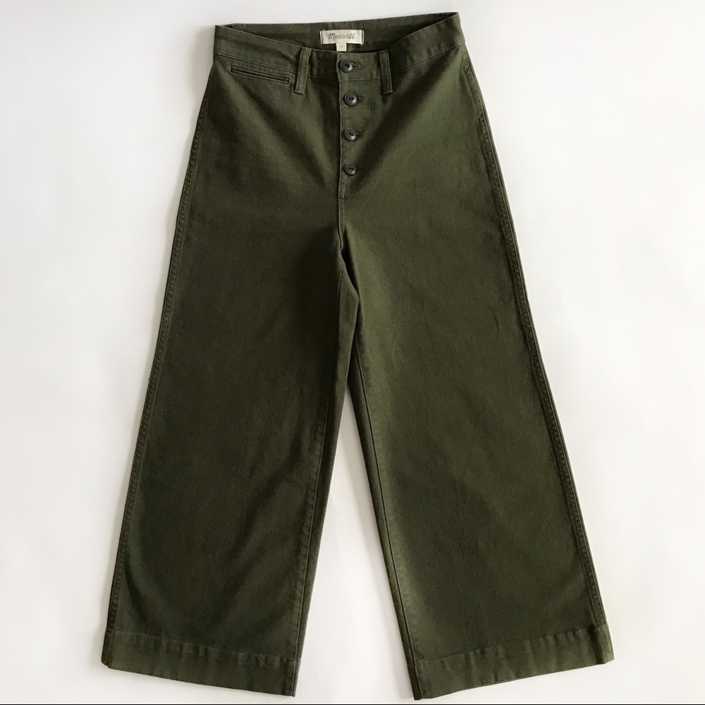 Madewell Emmett Wide Leg Crop Pant Green Sz 26